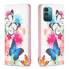 Leather Case Stands Fashionable Pattern Flip Cover Holder B05F for Nokia G11 Colorful