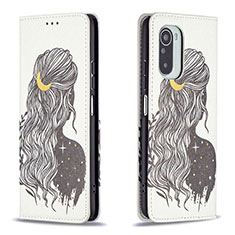 Leather Case Stands Fashionable Pattern Flip Cover Holder B05F for Xiaomi Mi 11i 5G Gray