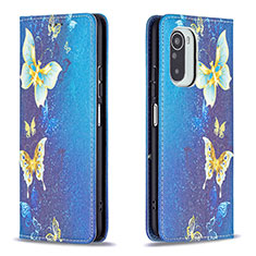 Leather Case Stands Fashionable Pattern Flip Cover Holder B05F for Xiaomi Mi 11X 5G Blue