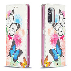 Leather Case Stands Fashionable Pattern Flip Cover Holder B05F for Xiaomi Poco F3 5G Colorful