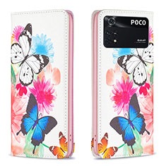 Leather Case Stands Fashionable Pattern Flip Cover Holder B05F for Xiaomi Poco M4 Pro 4G Colorful