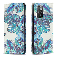 Leather Case Stands Fashionable Pattern Flip Cover Holder B05F for Xiaomi Redmi 10 (2022) Sky Blue