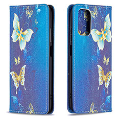 Leather Case Stands Fashionable Pattern Flip Cover Holder B05F for Xiaomi Redmi Note 10 4G Blue