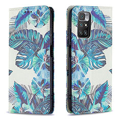 Leather Case Stands Fashionable Pattern Flip Cover Holder B05F for Xiaomi Redmi Note 11 4G (2021) Sky Blue
