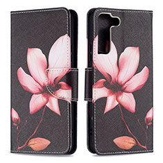 Leather Case Stands Fashionable Pattern Flip Cover Holder B09F for Samsung Galaxy S22 Plus 5G Brown