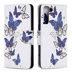 Leather Case Stands Fashionable Pattern Flip Cover Holder B09F for Samsung Galaxy S23 Plus 5G Mixed