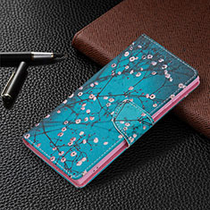 Leather Case Stands Fashionable Pattern Flip Cover Holder B09F for Samsung Galaxy S24 Ultra 5G Blue