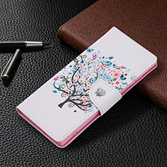 Leather Case Stands Fashionable Pattern Flip Cover Holder B09F for Samsung Galaxy S24 Ultra 5G White