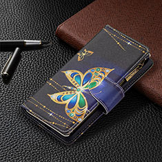 Leather Case Stands Fashionable Pattern Flip Cover Holder BF3 for Xiaomi Redmi Note 10 Pro 4G Black