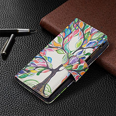 Leather Case Stands Fashionable Pattern Flip Cover Holder BF3 for Xiaomi Redmi Note 10 Pro 4G Green