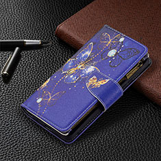 Leather Case Stands Fashionable Pattern Flip Cover Holder BF3 for Xiaomi Redmi Note 10 Pro 4G Navy Blue