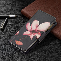 Leather Case Stands Fashionable Pattern Flip Cover Holder BF3 for Xiaomi Redmi Note 10 Pro 4G Red