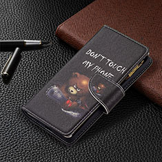 Leather Case Stands Fashionable Pattern Flip Cover Holder BF3 for Xiaomi Redmi Note 10 Pro Max Dark Gray