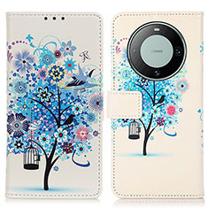 Leather Case Stands Fashionable Pattern Flip Cover Holder D02Y for Huawei Mate 60 Blue