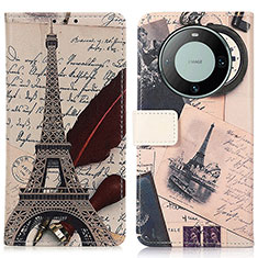 Leather Case Stands Fashionable Pattern Flip Cover Holder D02Y for Huawei Mate 60 Pro+ Plus Mixed