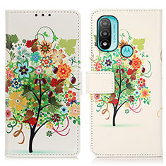 Leather Case Stands Fashionable Pattern Flip Cover Holder D02Y for Motorola Moto E40 Colorful