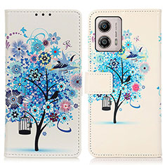 Leather Case Stands Fashionable Pattern Flip Cover Holder D02Y for Motorola Moto G53 5G Blue