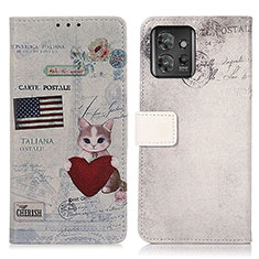 Leather Case Stands Fashionable Pattern Flip Cover Holder D02Y for Motorola ThinkPhone 5G Gray