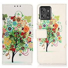 Leather Case Stands Fashionable Pattern Flip Cover Holder D02Y for Motorola ThinkPhone 5G Green