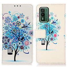 Leather Case Stands Fashionable Pattern Flip Cover Holder D02Y for Nokia XR21 Blue