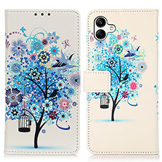 Leather Case Stands Fashionable Pattern Flip Cover Holder D02Y for Samsung Galaxy A05 Blue