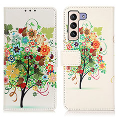 Leather Case Stands Fashionable Pattern Flip Cover Holder D02Y for Samsung Galaxy S21 FE 5G Mixed