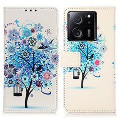 Leather Case Stands Fashionable Pattern Flip Cover Holder D02Y for Xiaomi Mi 13T Pro 5G Blue