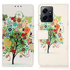 Leather Case Stands Fashionable Pattern Flip Cover Holder D02Y for Xiaomi Redmi Note 12 4G Green