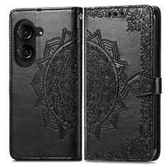 Leather Case Stands Fashionable Pattern Flip Cover Holder for Asus ZenFone 10 Black