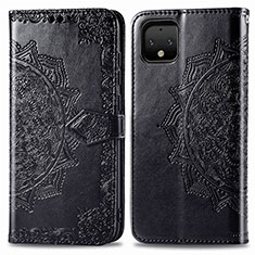 Leather Case Stands Fashionable Pattern Flip Cover Holder for Google Pixel 4 Black