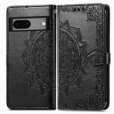 Leather Case Stands Fashionable Pattern Flip Cover Holder for Google Pixel 7 5G Black