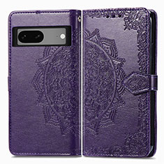 Leather Case Stands Fashionable Pattern Flip Cover Holder for Google Pixel 7 5G Purple