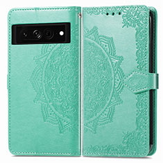 Leather Case Stands Fashionable Pattern Flip Cover Holder for Google Pixel 7 Pro 5G Green