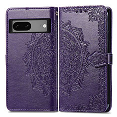 Leather Case Stands Fashionable Pattern Flip Cover Holder for Google Pixel 7a 5G Purple