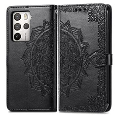 Leather Case Stands Fashionable Pattern Flip Cover Holder for HTC U23 5G Black