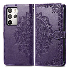 Leather Case Stands Fashionable Pattern Flip Cover Holder for HTC U23 5G Purple