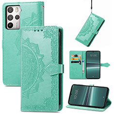 Leather Case Stands Fashionable Pattern Flip Cover Holder for HTC U23 Pro 5G Green