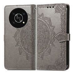 Leather Case Stands Fashionable Pattern Flip Cover Holder for Huawei Enjoy 50 Pro Gray