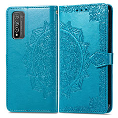 Leather Case Stands Fashionable Pattern Flip Cover Holder for Huawei Honor 10X Lite Blue