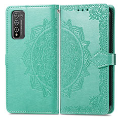 Leather Case Stands Fashionable Pattern Flip Cover Holder for Huawei Honor 10X Lite Green