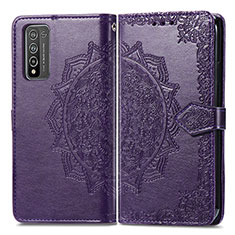 Leather Case Stands Fashionable Pattern Flip Cover Holder for Huawei Honor 10X Lite Purple