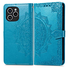 Leather Case Stands Fashionable Pattern Flip Cover Holder for Huawei Honor 60 SE 5G Blue