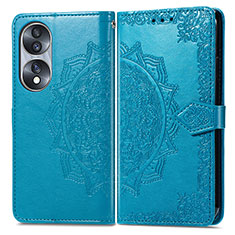 Leather Case Stands Fashionable Pattern Flip Cover Holder for Huawei Honor 70 5G Blue