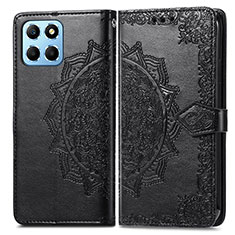 Leather Case Stands Fashionable Pattern Flip Cover Holder for Huawei Honor 70 Lite 5G Black