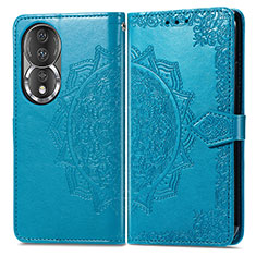 Leather Case Stands Fashionable Pattern Flip Cover Holder for Huawei Honor 80 5G Blue