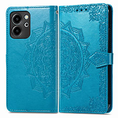 Leather Case Stands Fashionable Pattern Flip Cover Holder for Huawei Honor 80 SE 5G Blue