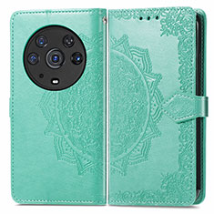 Leather Case Stands Fashionable Pattern Flip Cover Holder for Huawei Honor Magic3 Pro 5G Green