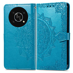 Leather Case Stands Fashionable Pattern Flip Cover Holder for Huawei Honor Magic4 Lite 5G Blue