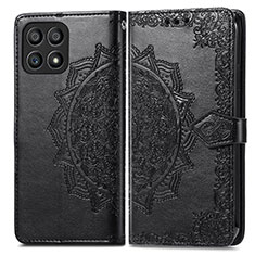 Leather Case Stands Fashionable Pattern Flip Cover Holder for Huawei Honor X30i Black