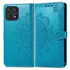 Leather Case Stands Fashionable Pattern Flip Cover Holder for Huawei Honor X30i Blue